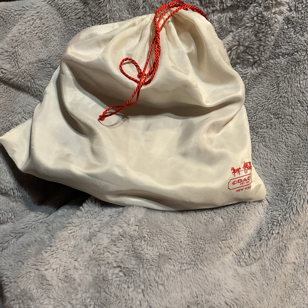 Coach White Dust Bag with Red Drawstring